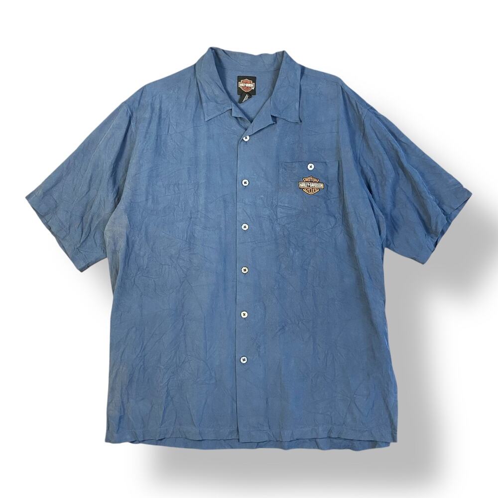 Harley Davidson Silk Pacific Honolulu Hawaii Shirt Men’s Size XL‎ Blue